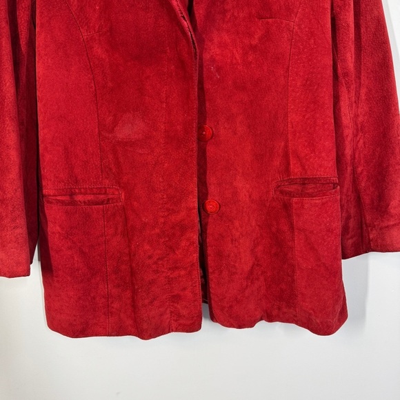 Vintage Danier Red Suede Leather Fall Academia Blazer Jacket Made in Canada XS - Picture 4 of 15